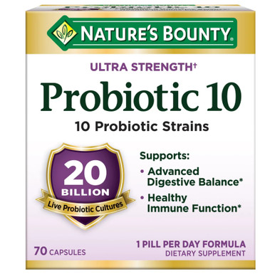 Natur Bounty Ultra Strength Probiotic 10, 20 Milliarden lebende Kulturen, 10 probiotische Sorten, 70 Kapseln