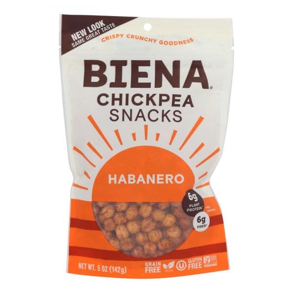 Biena Kichererbsen Snacks – Habanero, 5 oz – Packung mit 8