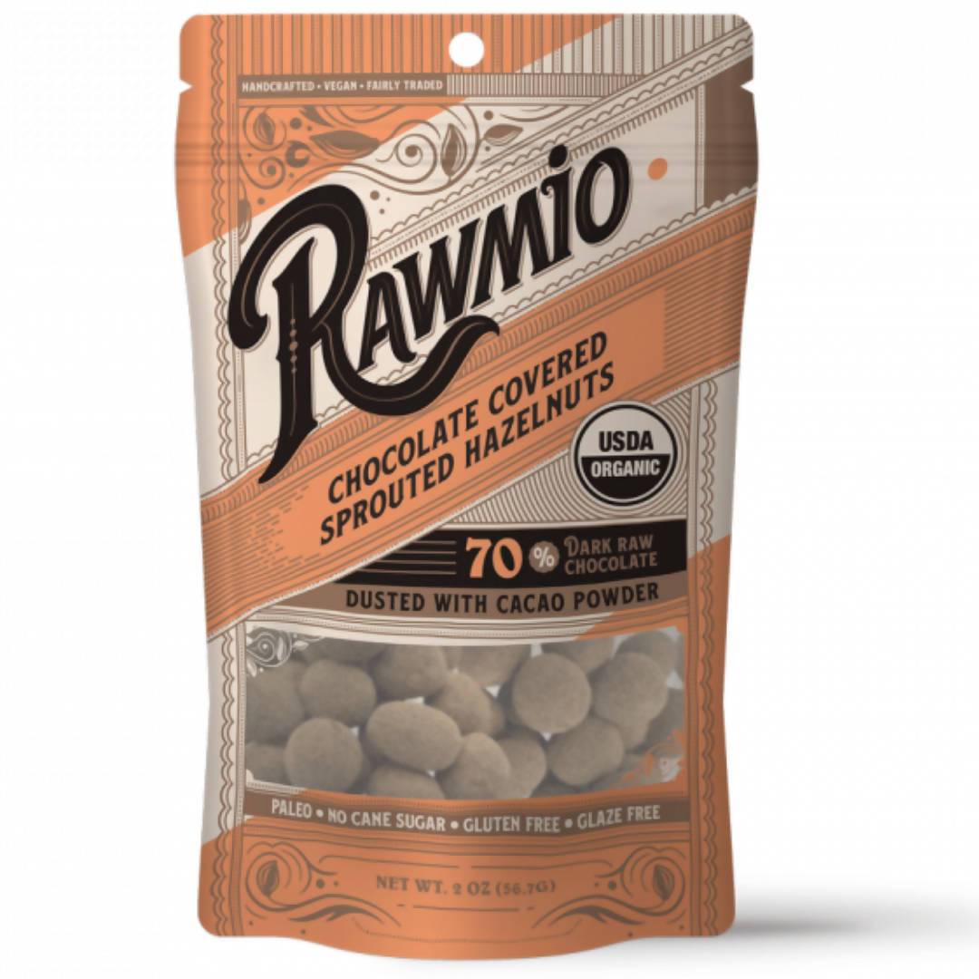 Rawmio Schokolade bedeckt Sprouted Haselnüsse – 18 Beutel x 2oz