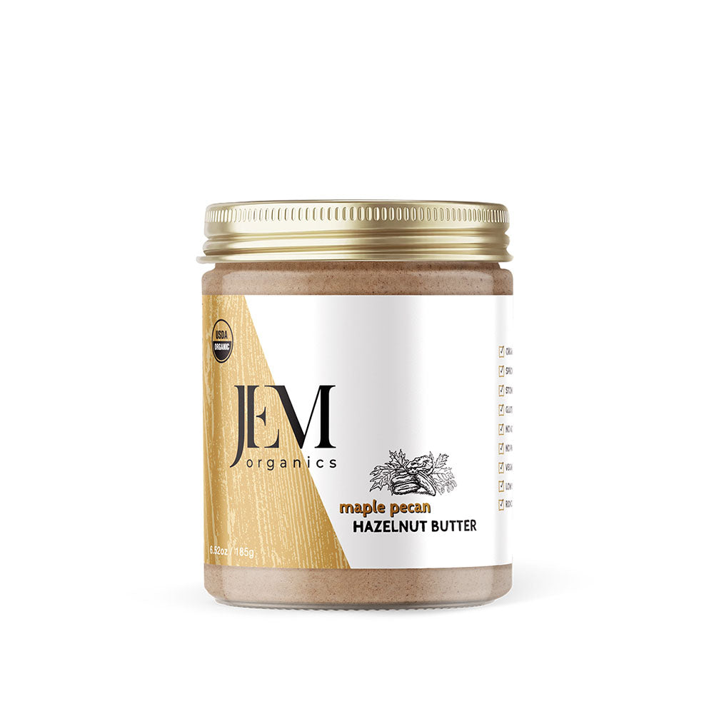 JEM Organics Maple Pekannuss Haselnussbutter – Kleine 6er Packung