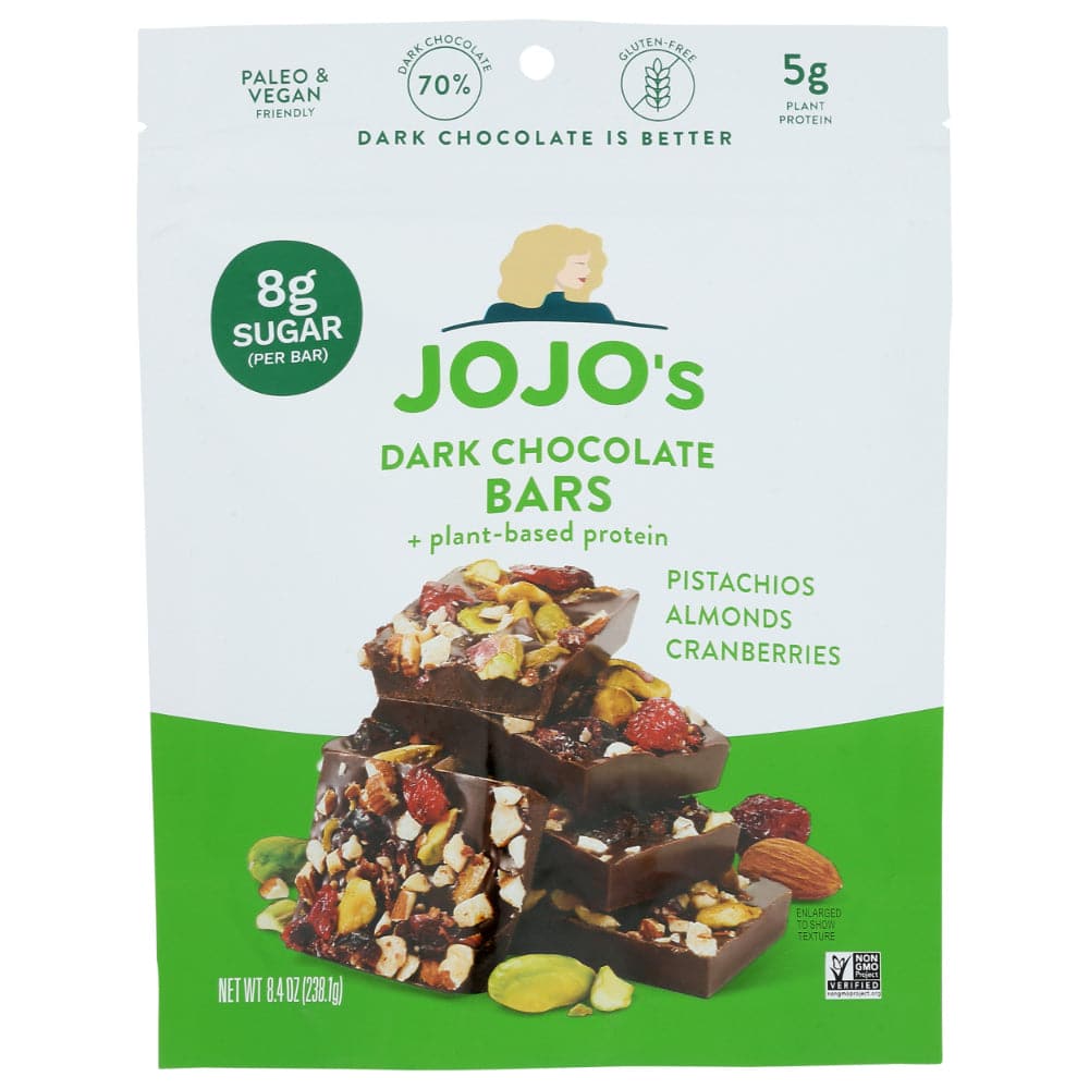 JOJO's – Dunkle Schokoladenriegel Pistazien Mandeln Cranberries