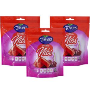 Tovers Cherry Nibs, Cherry aromatisierte Kaubonbons, wiederverschließbarer Beutel, 6 Unzen (Packung mit 3)
