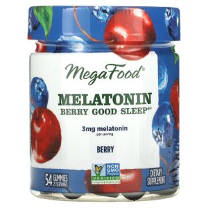 MegaFood – Sleep Melatonin Beeren, 54 Stück – Packung mit 3 Stück