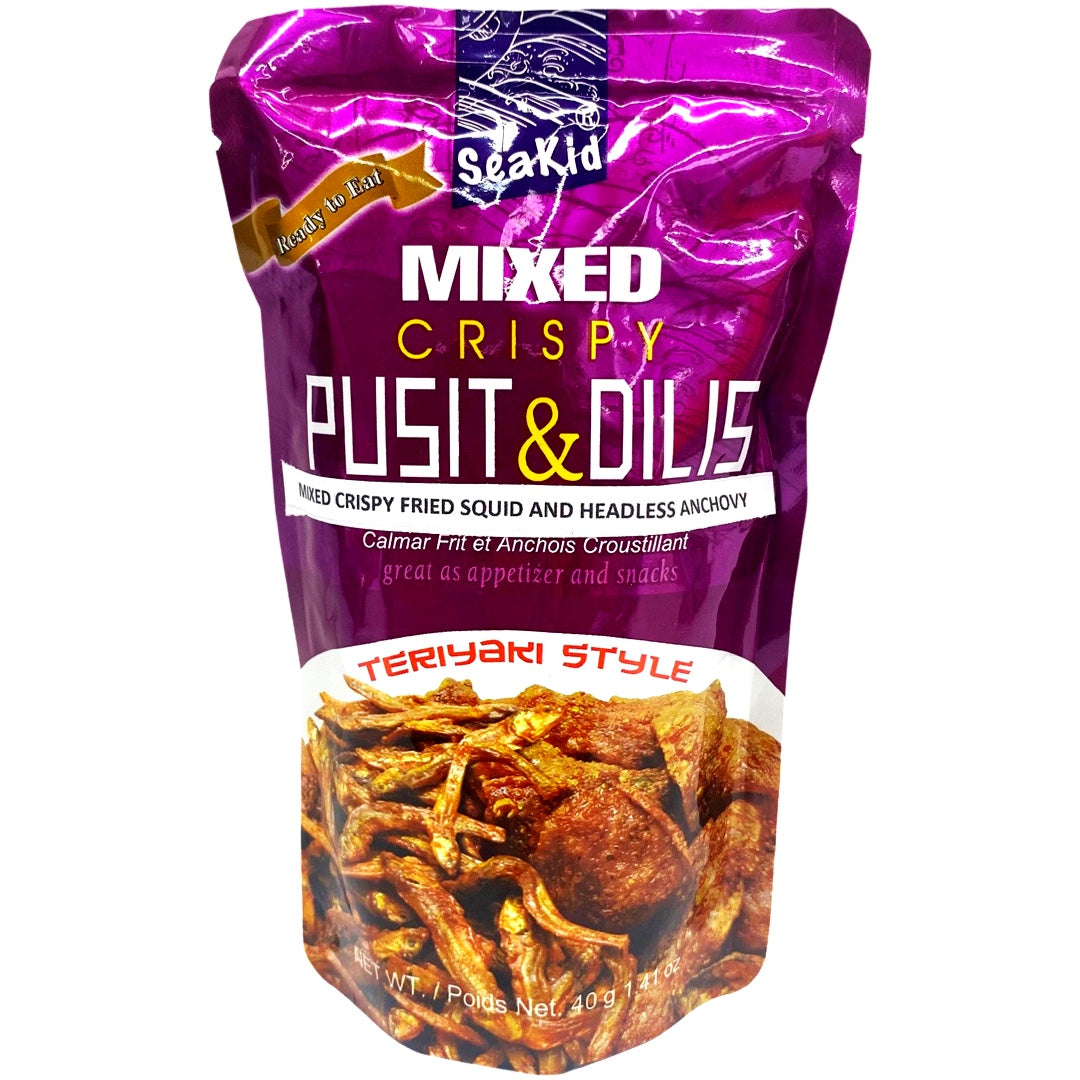Seakid – knusprig Pusit und Dilis – Gemischter knusprig Fried Squid und Headless Sardellen – Teriyaki Style – 40 G