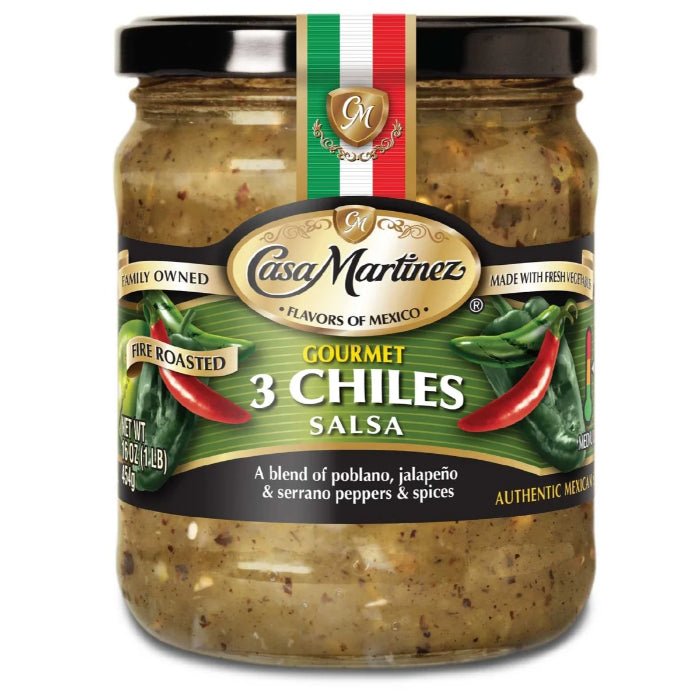 Casa Martinez – 3 Chiles Salsa, 16 Oz (Packung von 6)