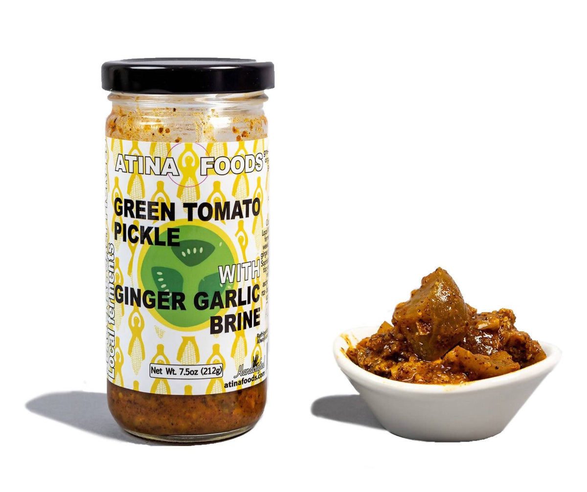 Grün Tomate Pickle mit Ingwer-Knoblauch-Sole – 12 Gläser x 8oz