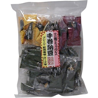 Seijo Ishii, Temaki getrocknet Natto Snack, gerollt mit Seegras, Nori, Basic, Ume und Käse Geschmack gemischt, 170g