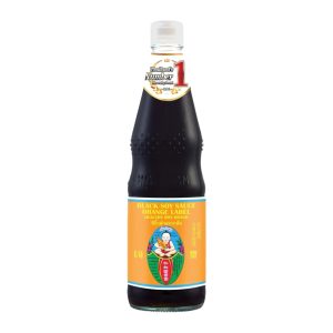 Healthy Junge schwarz Sojasauce orange Etikett