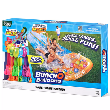 Bunch O Balloons Double Lane Wasserrutsche Wipout Slip & Slide mit 265 Wasserballons