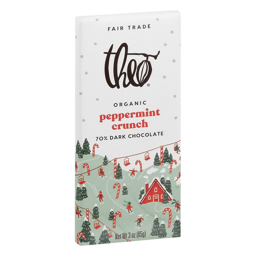 Theo Schokolade – Pfefferminze Crunch Dunkle Schokolade, 3oz – Packung mit 1 Stück