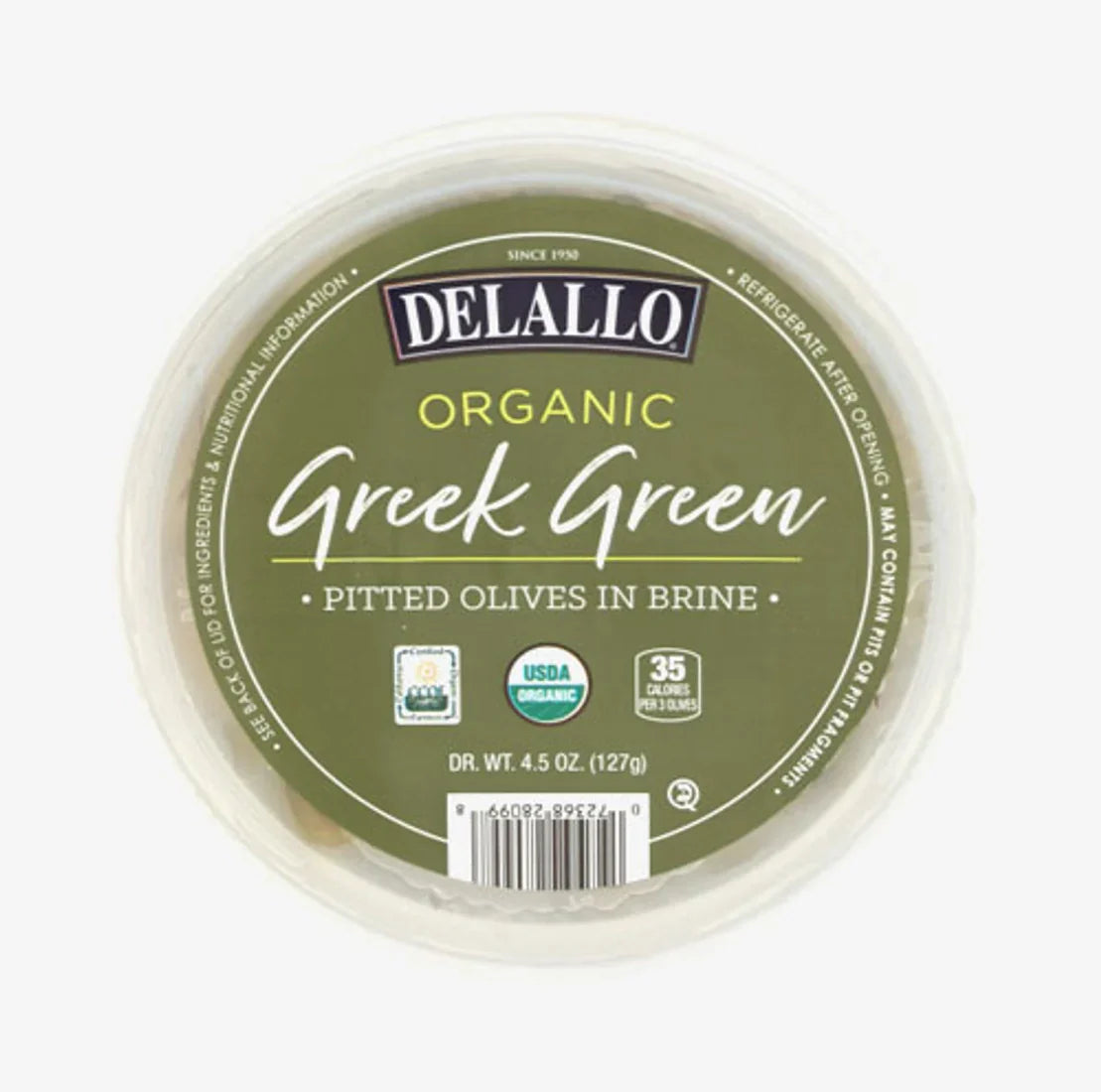 Delallo Oliv Grün Pitted In Brine, 4,5 Oz (Packung mit 6 Stück)