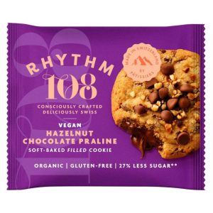Rhythm108 veganer Haselnuss Choco Praline weich gebackene gefüllte Keks, – 50g