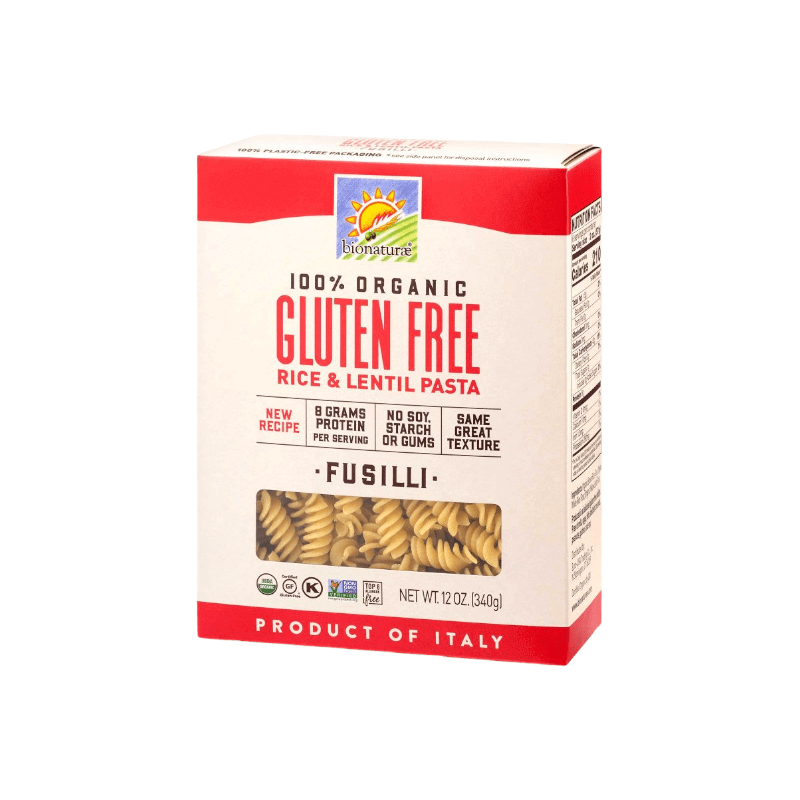 Bionaturae 100% biologischer glutenfreier Reis & Linsen Pasta Fusilli