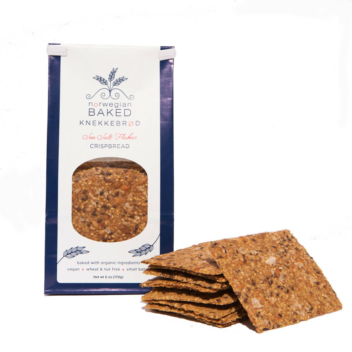Norwegische Gebackene Meersalzflocken Knekkebrød Bio Crackers Taschen – 12 Taschen x 6oz Fall