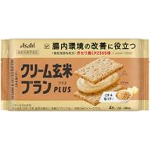 Asahi, Creme Bran, Wheat Bran & Brawn Reis Sandwiches mit Sahne, “Sesam & Salz Butter”, 2 Stück in 1 Beutel. 72g