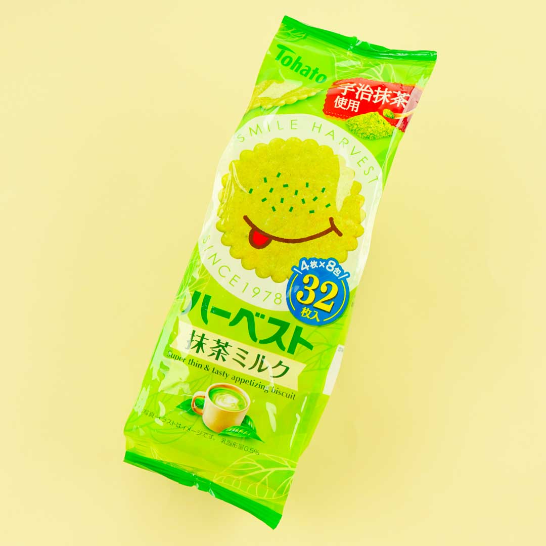Tohato Smile Harvest Super dünne Biskuittasche – Matcha Milch