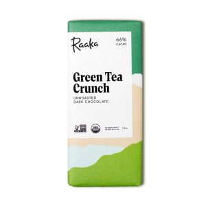 grüne Tee-Crunch-Schokolade, 66% Kakao / Kakao, transparenter Handel, Bio, ungeröstete Schokolade – 12 bar x 1,8oz