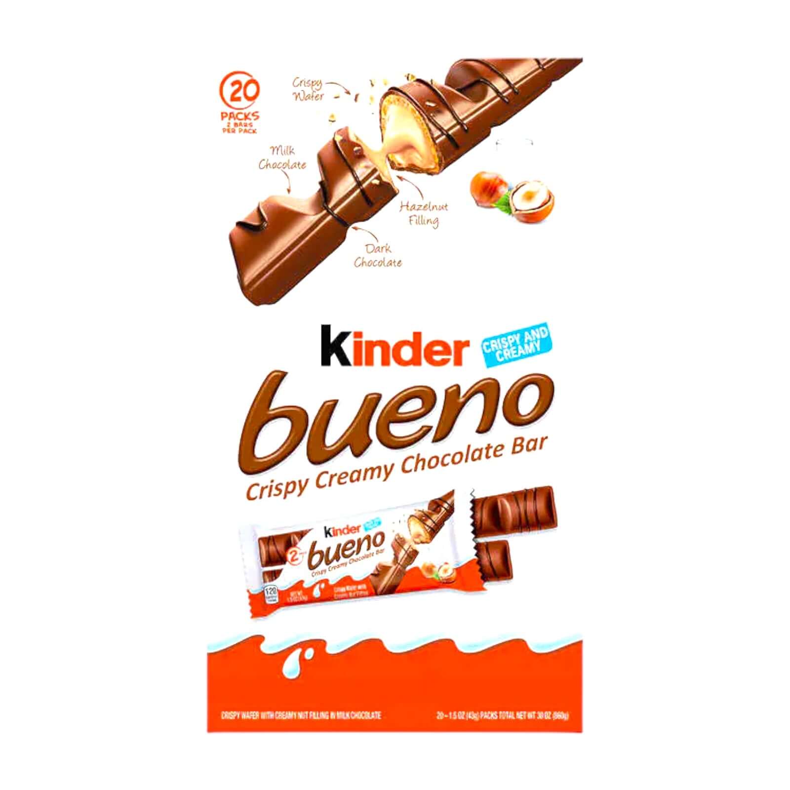 Kinder Bueno Schokolade und Haselnuss Schokoriegel