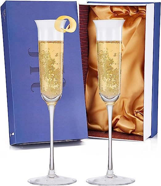 The Wine Savant – Vintage Kristall Champaign Flötengläser, 2er Set
