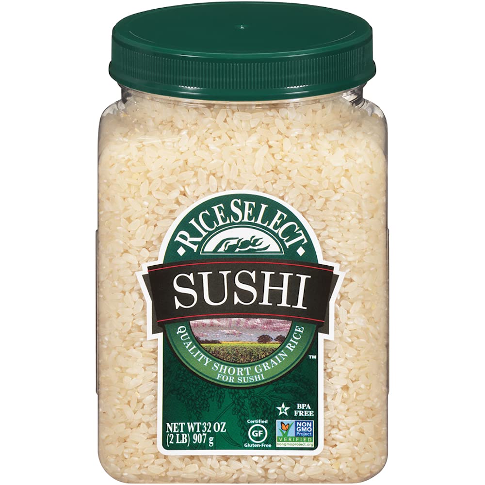 RiceSelect Sushi Reis 32 oz Kurzkorn süß weich & klebrig – Packung mit