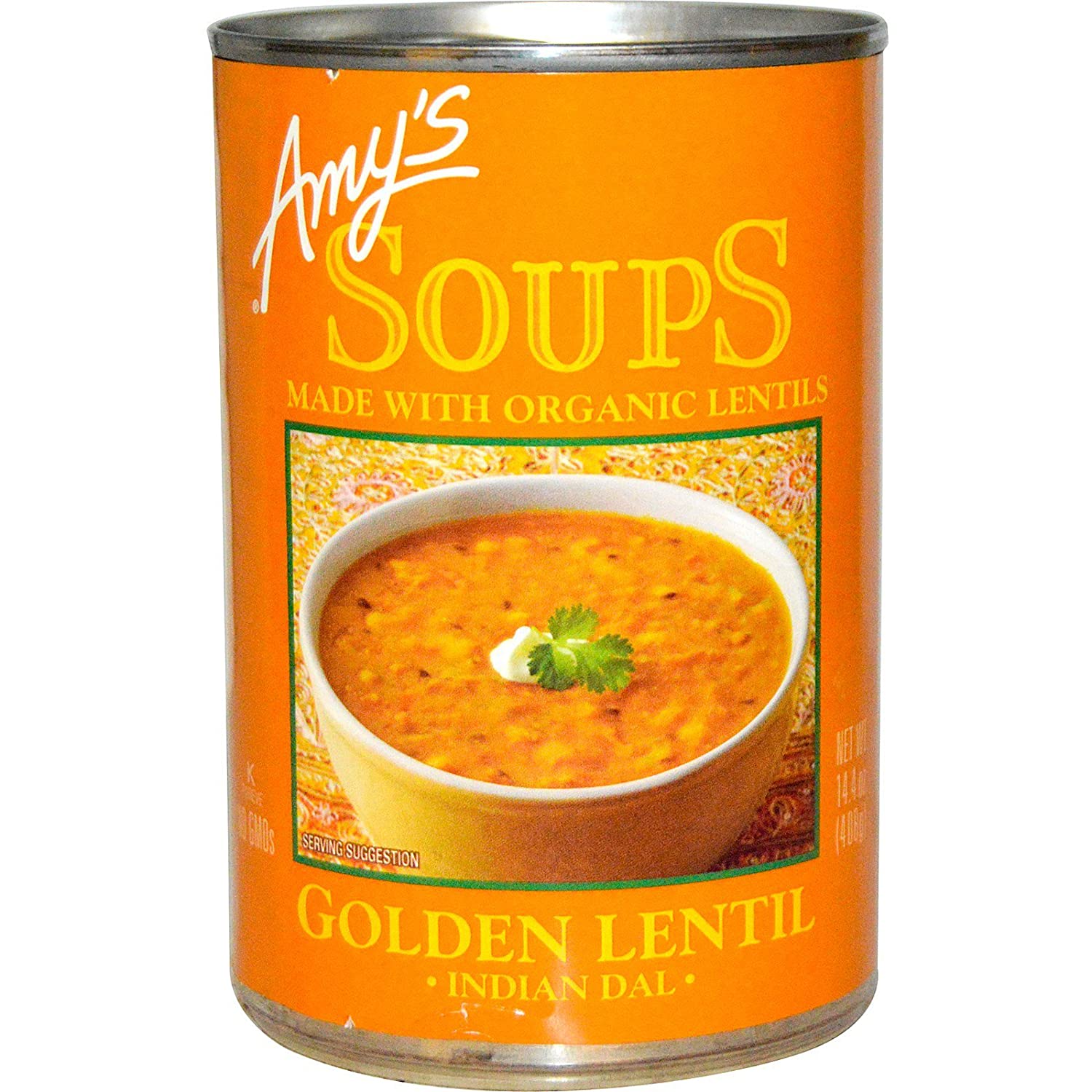 Amy's Organische Suppe Goldene Linsen, 14.4 Fl Oz – Packung mit 12