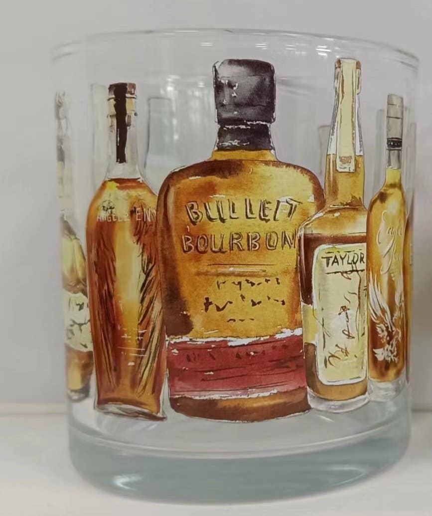 Barrel Down im Süden Bourbon Flasche gewickelt Rocks Glas
