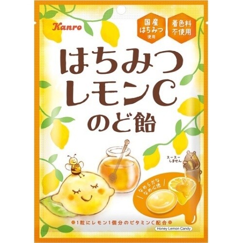 Kanro, Hachimitsu Zitrone C, Nodoame, Honig und Zitrone Hartbonbons, 90g