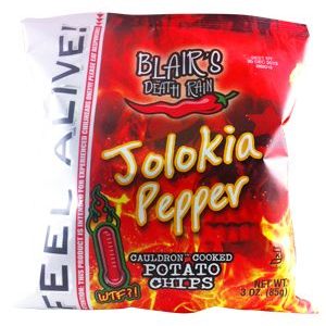 Blair’s Death Rain Jolokia Pfefferkessel gekochte Kartoffelchips, . – 3oz
