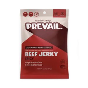 Prevail Jerky würziges Rindfleisch-Jerky, 100% Gras gefüttert – 8 Beutel x 2,25 Unzen