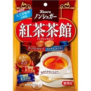 Kanro Non Sugar Koucha Sakan – zuckerfreie Hartbonbons, Darjeeling und Milchtee, 72g