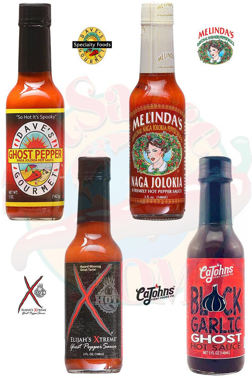 Best of Naga Jolokia (Ghost) Pfeffer Chilisaucen Geschenk-Set, 4/5oz