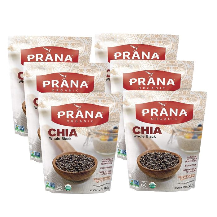 Prana Chia Schwarz Ganz Bio 12 Oz – Packung mit 6