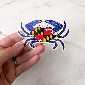 Maryland blauer Glitter Krabben Fahne Blume Aufkleber