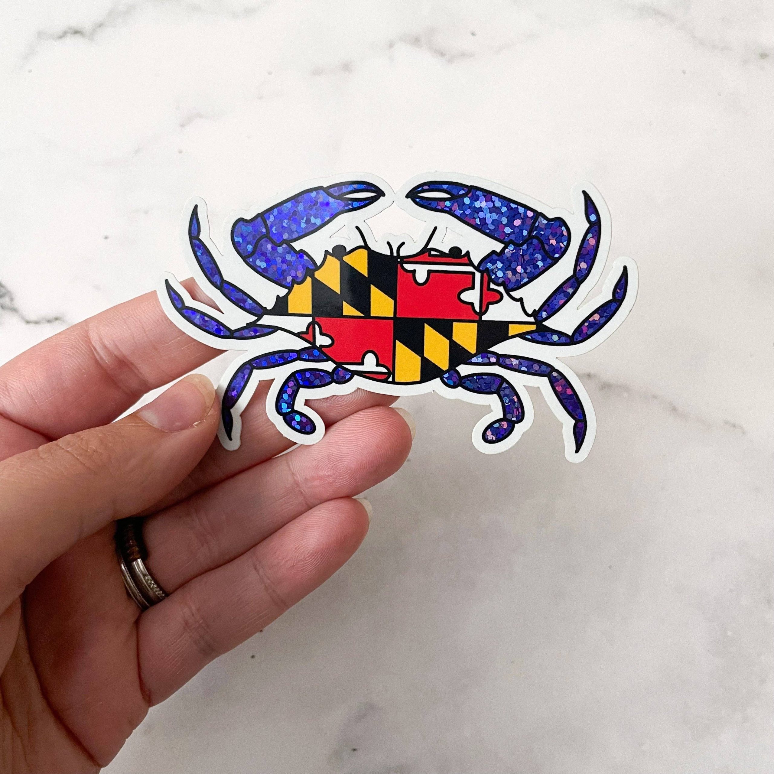 Maryland blau Glitzer Krabbe Flagge Blume Aufkleber