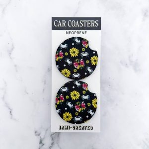 Jami Creates schwarze Maryland Blume Krabben Print Auto Untersetzer