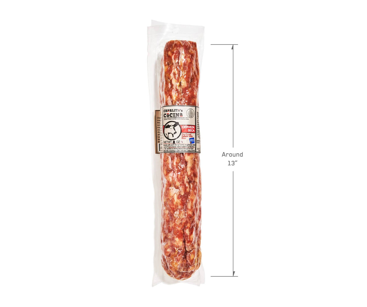 Charlito's Cocina Cerveza Seca – Foodservice Gehärtetes Bier Salamis – 6 x 1,5 LB