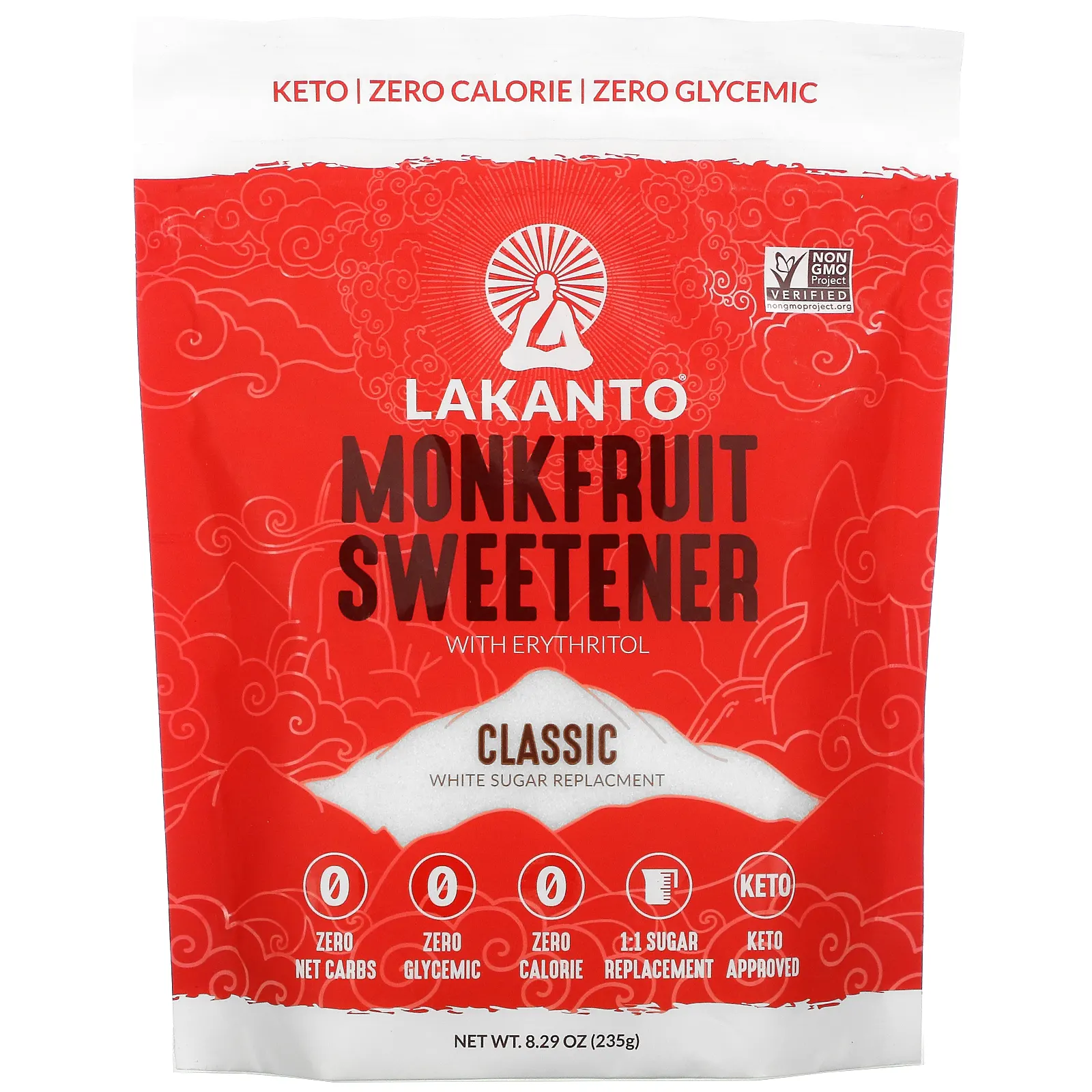Lakanto, Monkfruit-Süßungsmittel mit Erythritol, klassisch, 8.29 oz – Packung