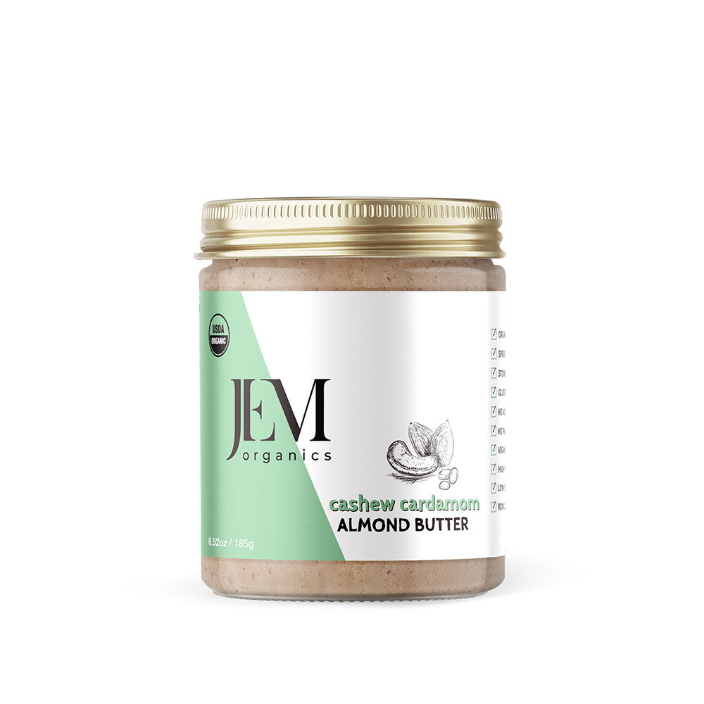 JEM Organics Cashew Kardamom Mandelbutter – Kleine 6er Packung