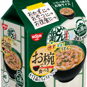 Nissin , Wan de Taberu Donbee, 3 servings in 1 Tasche, Minigröße, Udon mit Yuzu Duft