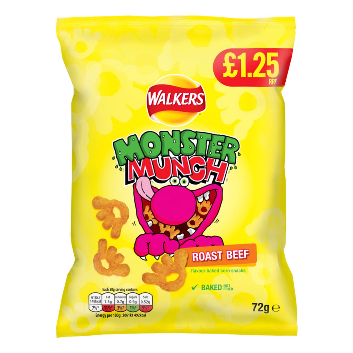 Lays Walkers Monster Munch Roastbeef 72g Kartoffelchips VEREINIGTES KÖNIGREICH (Fall von 12)
