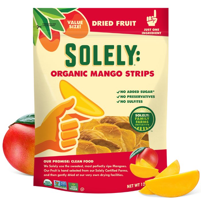 Solely – Mango getrocknete Streifen, 12 oz – Packung mit 8 Stück