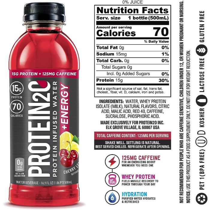 Protein2O – Energy Kirsche Limonade, 16.9 fl oz – Packung mit 12 Stück