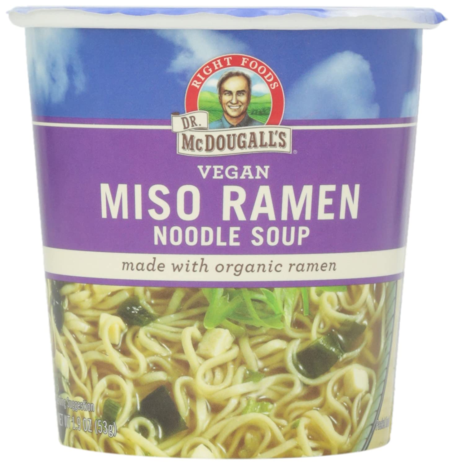 Dr. McDougall's Vegan Miso Ramen Nudelsuppe 1.9 Oz – Packung mit 6 Stück