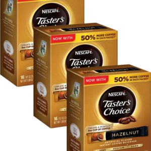 Nescafe Taster’s Choice Haselnuss Instant-Kaffeepackungen, 16 Zähler (Packung mit 3)