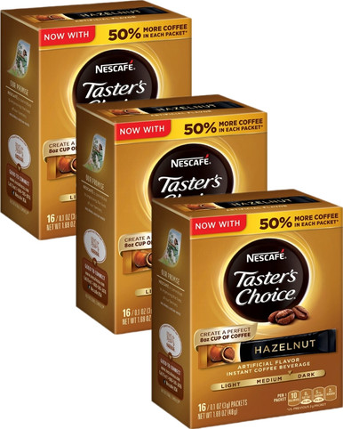 Nescafe Taster's Choice Haselnuss Instantkaffee Packets, 16 Stück (3 Stück)