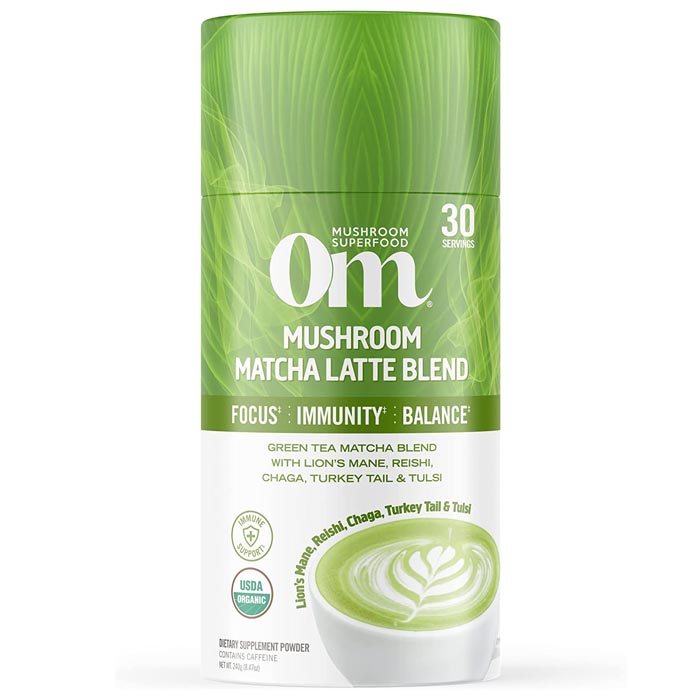 Om Pilz Superfood – Pilz Matcha Latte Mischung, Kanister (30 Serv)
