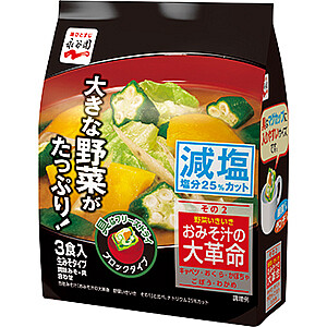 Nagatanien, Omisoshiru no Daikakumei, Instant Miso Suppe, Großes Gemüse darin, 3 Portionen, Leichtes Salz
