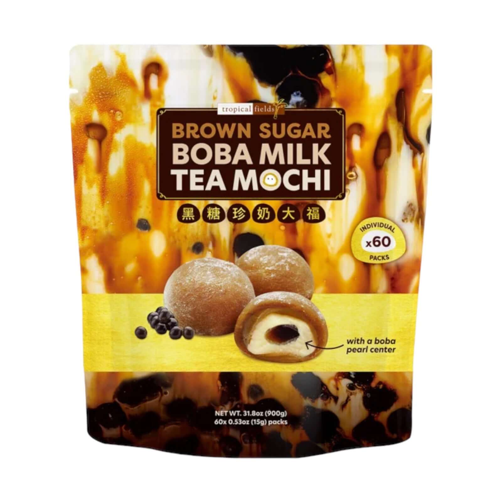 Tropische Felder Boba Milchtee Mochi, brauner Zucker
