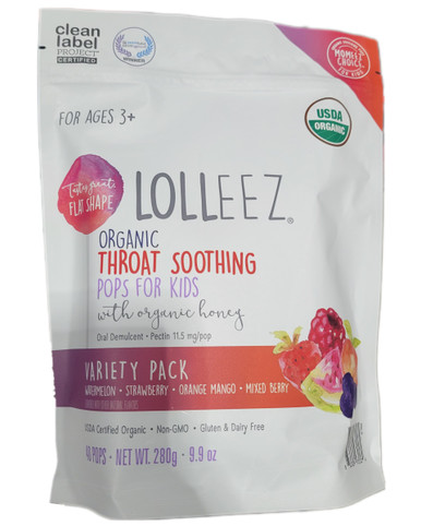 Lolleez Bio Lollipops Hals beruhigende Pops mit Bio-Honig, 40 Stück, 9,9 Unze (40 Stück)