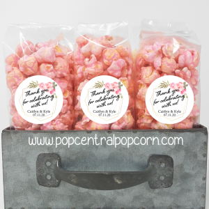 rosa Blumen-und Goldrahmen – Hochzeit Popcorn favors